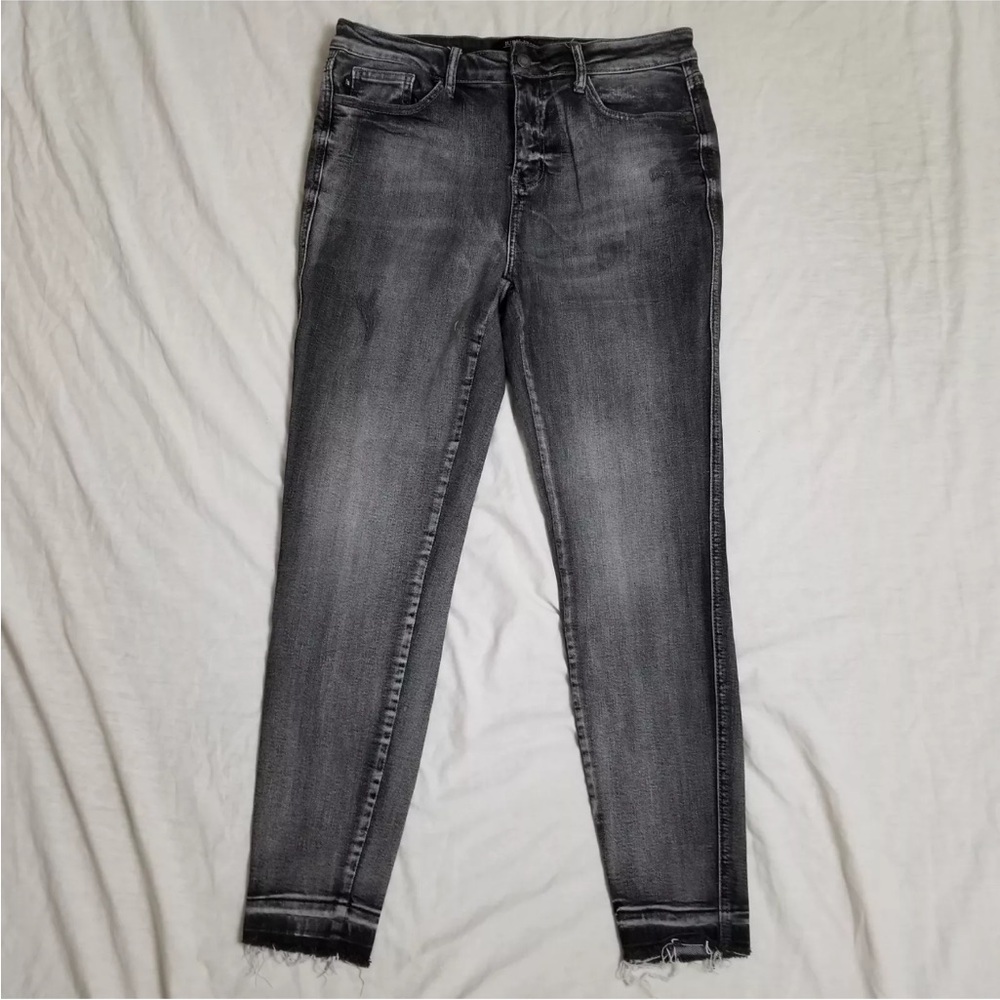Judy Blue Jeans Skinny Fit Raw Hem Black Gray Wash Stonewash 20W